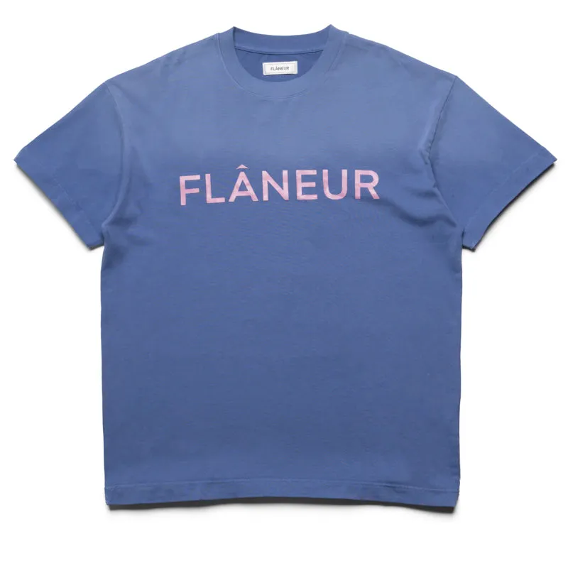 gym clothes sports event Flaneur Washed Puffed Logo Tee - Purple