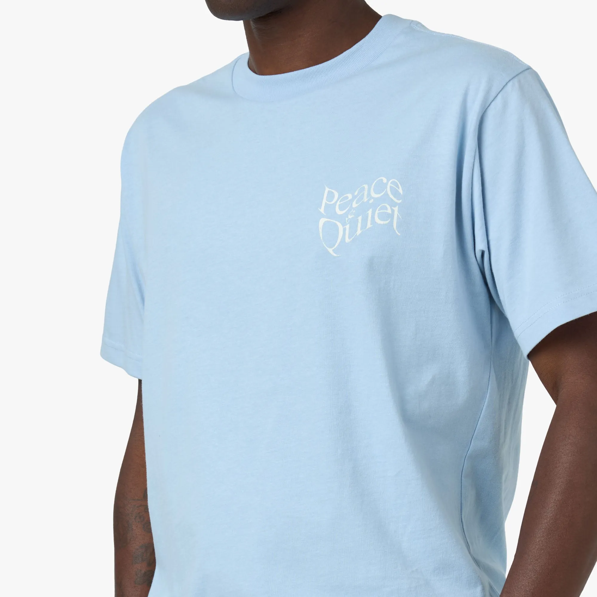 Museum Of Peace & Quiet Wordmark T-Shirt / Baby Blue Trendiness Cloudy day