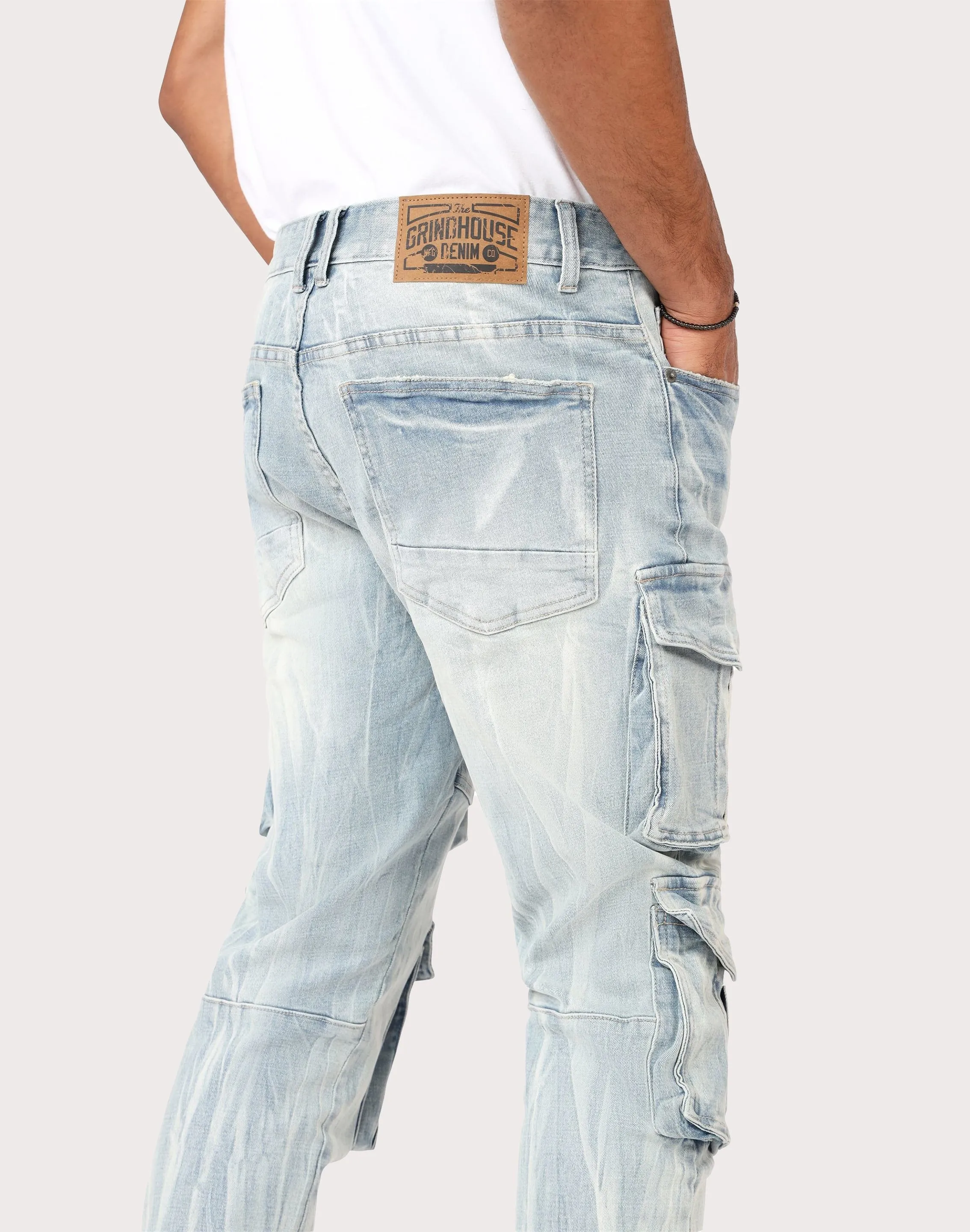 Grindhouse Cargo Slim Fit Jeans Fire Core NoIrritationSeams