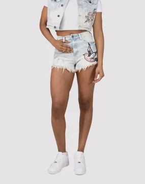 Concert Vibe Smoke Rise Bird Denim Shorts
