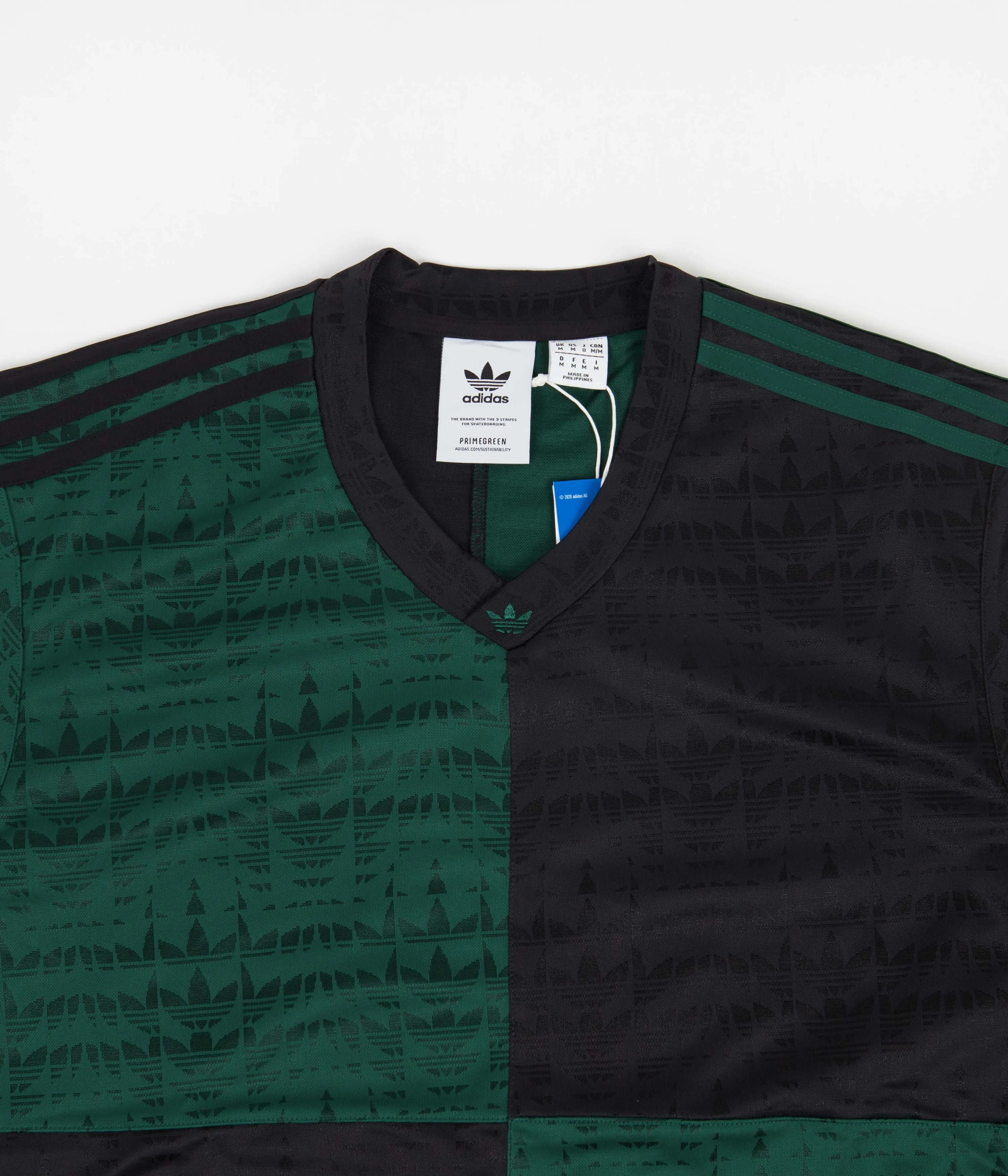 Adidas Checkered Club Long Sleeve Jersey - Collegiate Green / Black Tailored Fit