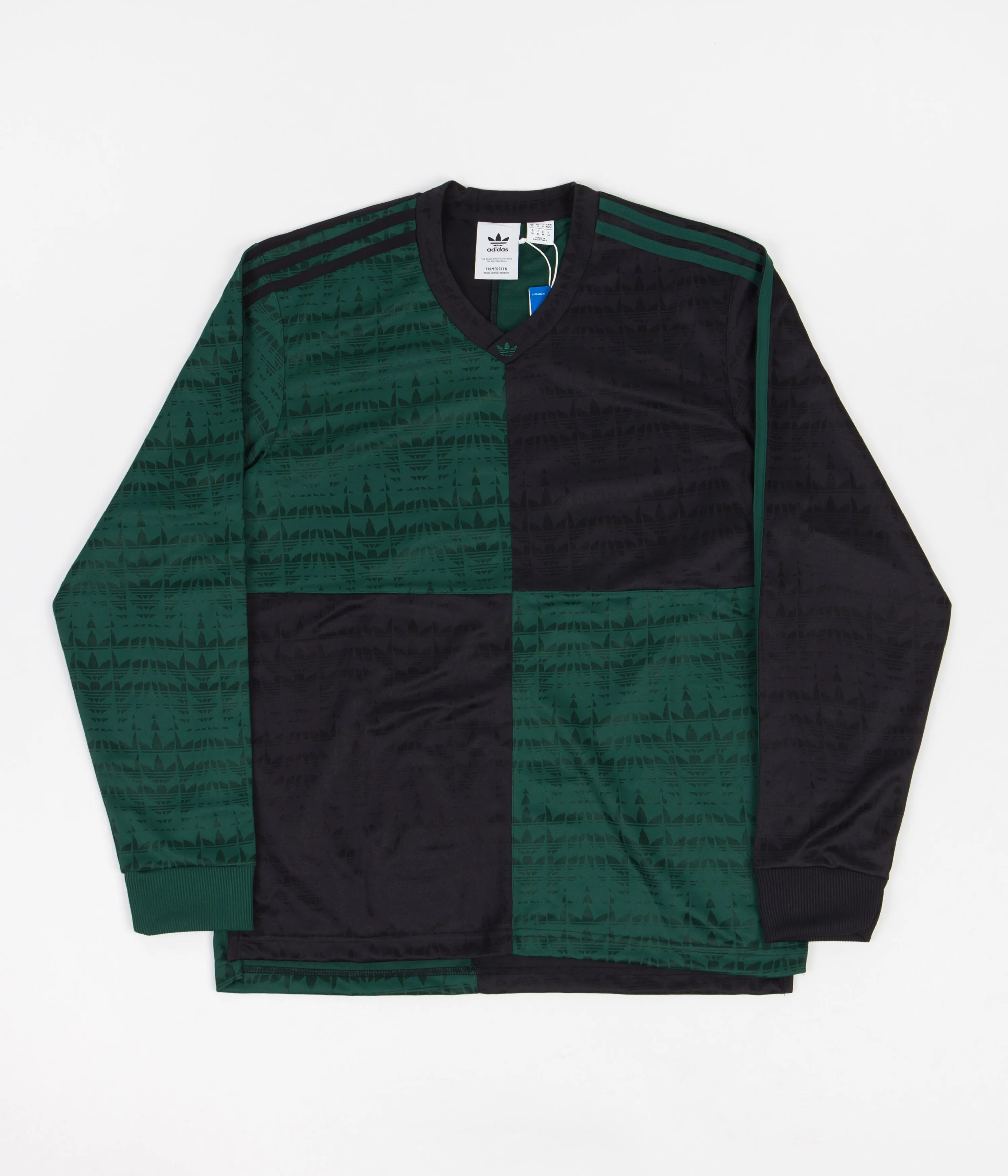 Adidas Checkered Club Long Sleeve Jersey - Collegiate Green / Black martial arts shorts silhouette