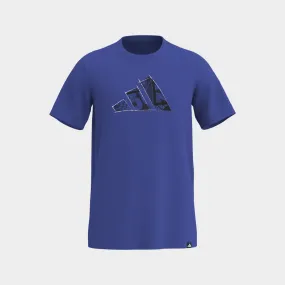 Adidas Mens Logo Graphic Tee Blue Pearl Tone MoistureControl Lining