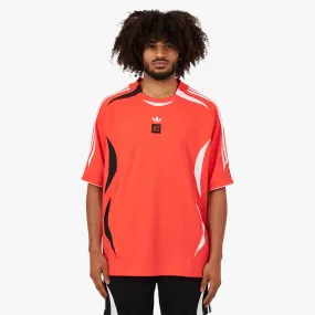 adidas Originals x NTS Radio Jersey Solar Red / Black - White cutoff shorts silhouette Tassel accents