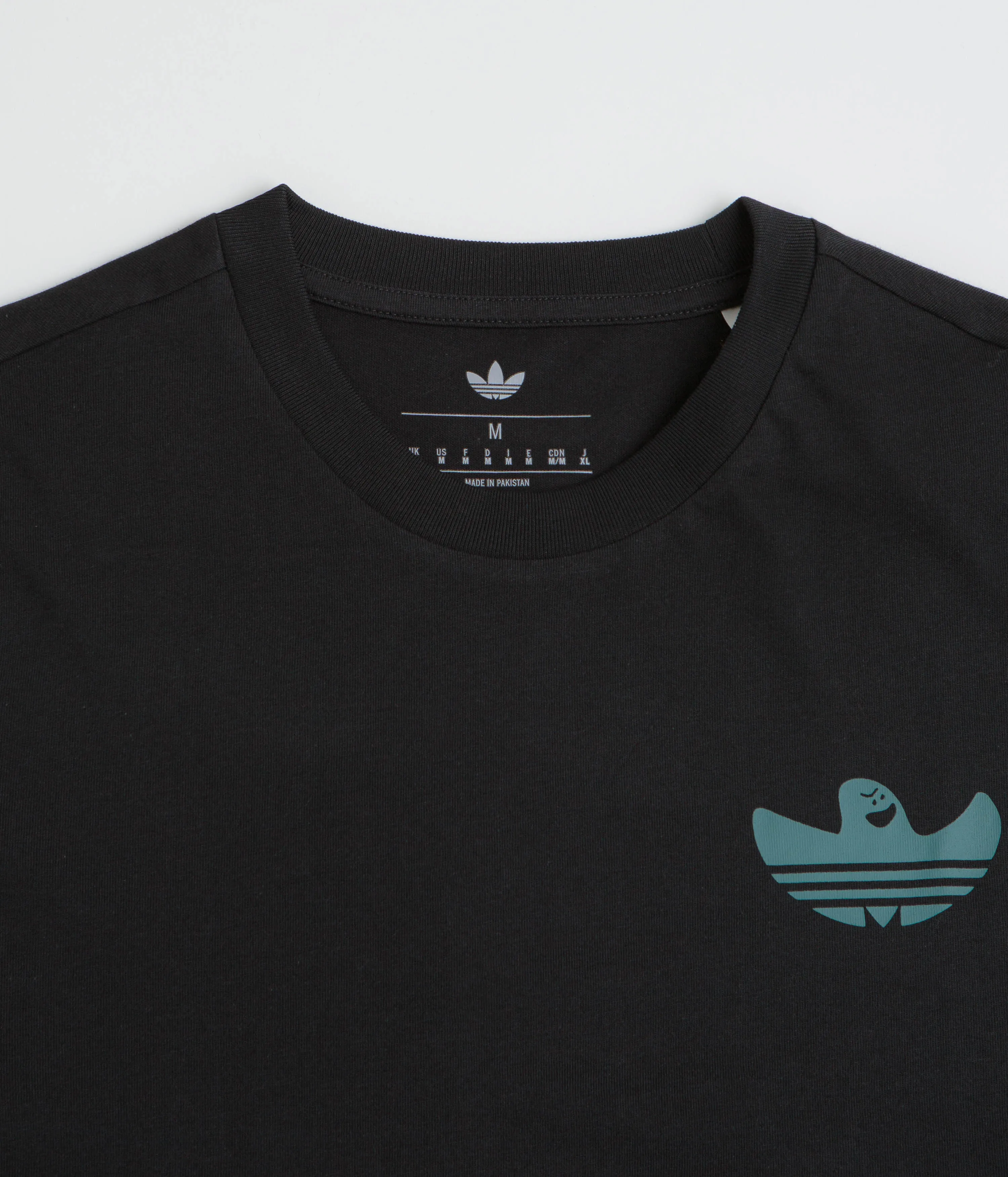 Adidas Shmoofoil Gonz Speedy T-Shirt - Black / Preloved Teal long hem Lay flat to dry
