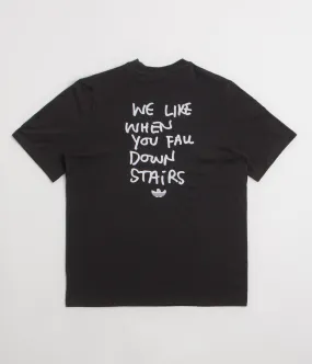 cabin event female clothing Adidas Shmoofoil Stairs T-Shirt - Black / White