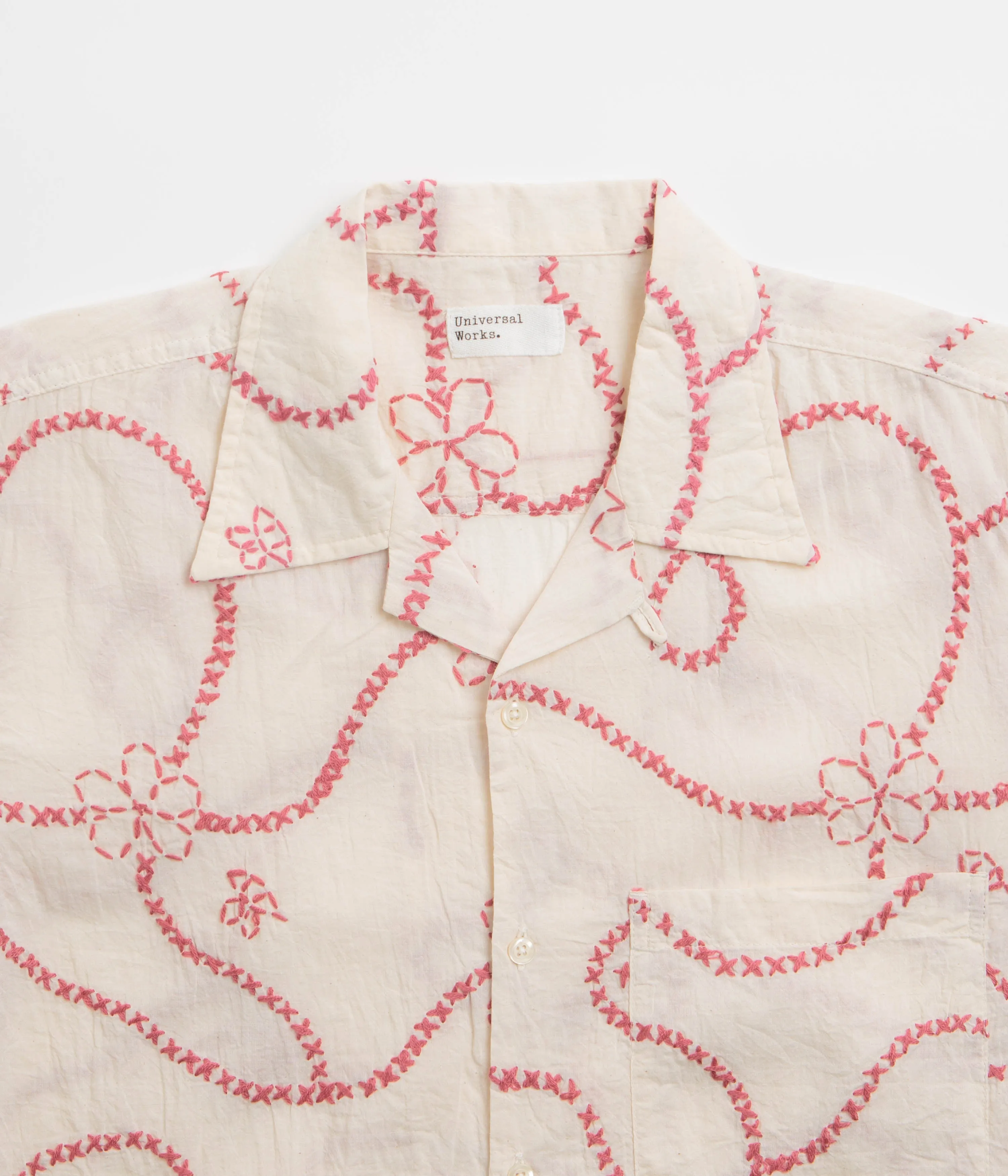 Universal Works Camp Shirt - Ecru Terracotta Dressy look Versatile Look