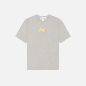 CDG X LACOSTE CROC LOGO TEE - GREY Downtown Cool QuickPackable Design