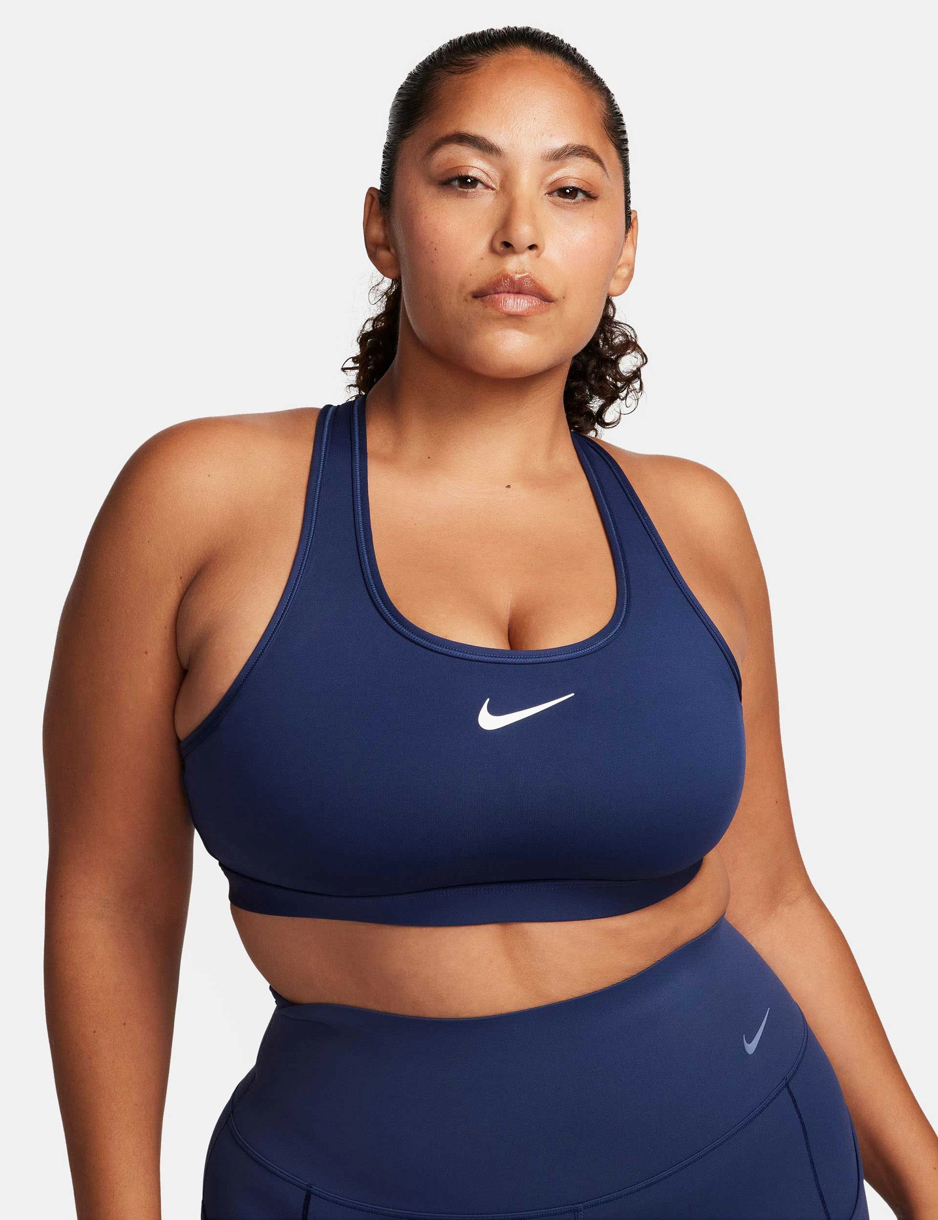Swoosh Medium Support Bra - Midnight Navy/White Secure Closure