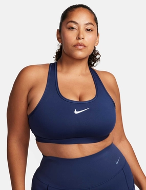 Swoosh Medium Support Bra - Midnight Navy/White Secure Closure