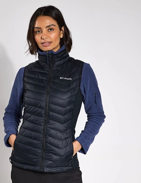 Powder Pass II Hybrid Puffer Gilet - Black Adjustable Hem WaterRepellentFabric