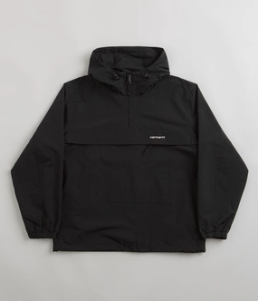 Compression Strap Adjustment UltraLight Packable Design Carhartt Summer Windbreaker Pullover Jacket - Black / White