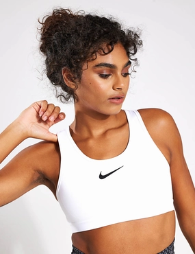 Geometric workout gear Durable Reinforced Edges Swoosh High Support Bra - White/Black