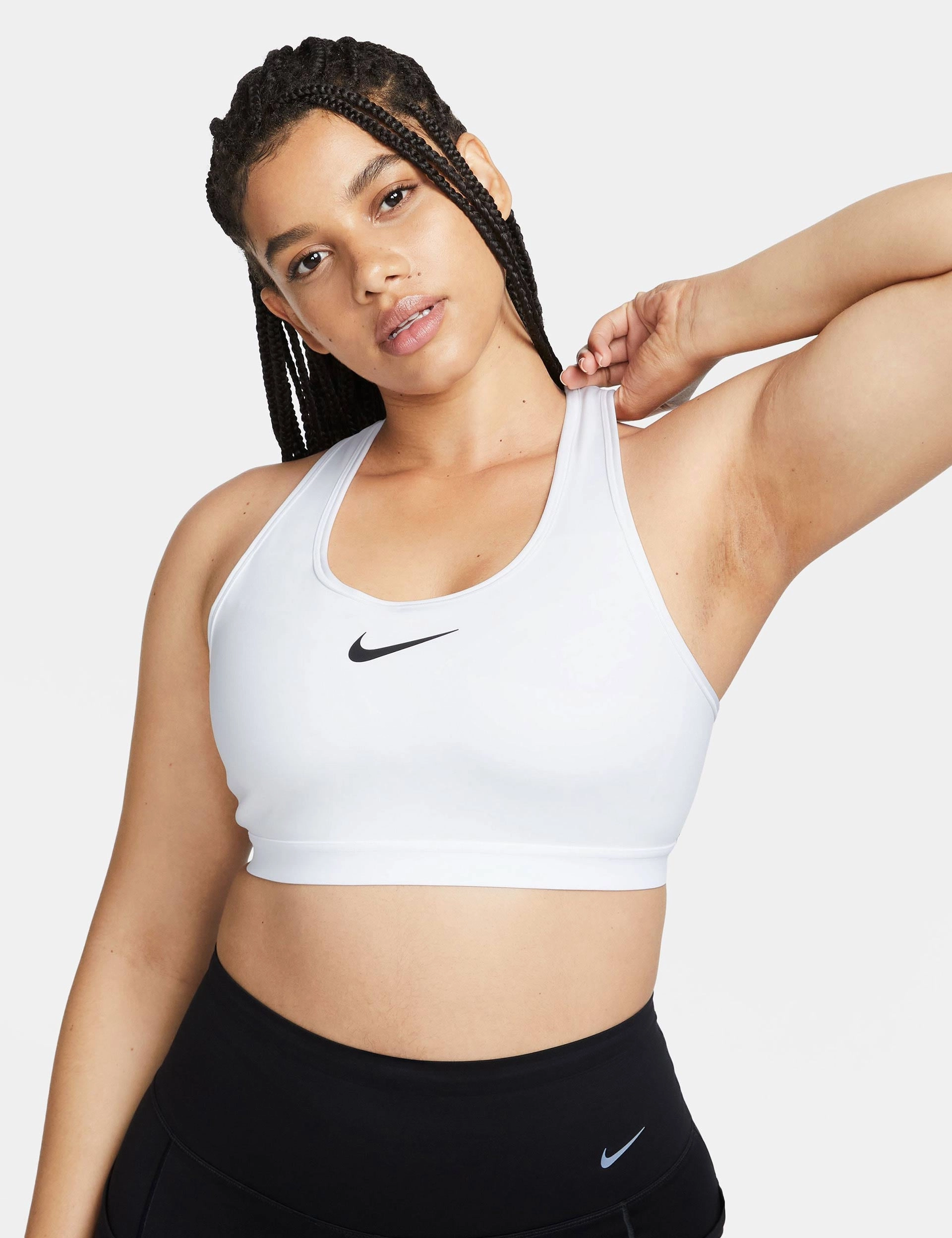 Adjustable straps seams Seamless Closure Swoosh High Support Bra - White/Black