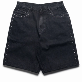 Pleasures Lucky Studded Jorts - Black Thermoregulating Fabric Stretch Fit