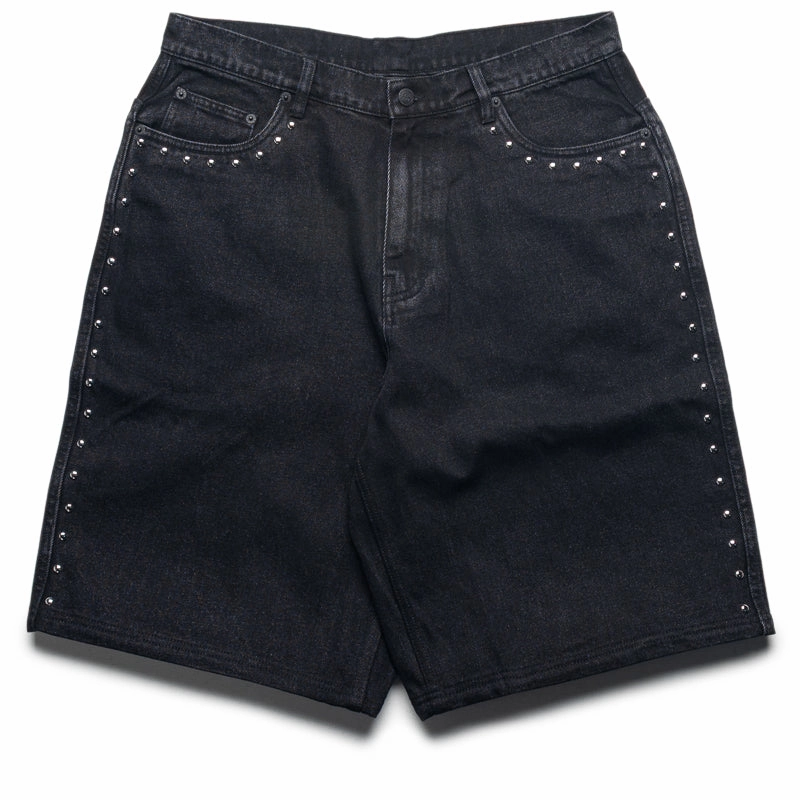 Pleasures Lucky Studded Jorts - Black Thermoregulating Fabric Stretch Fit
