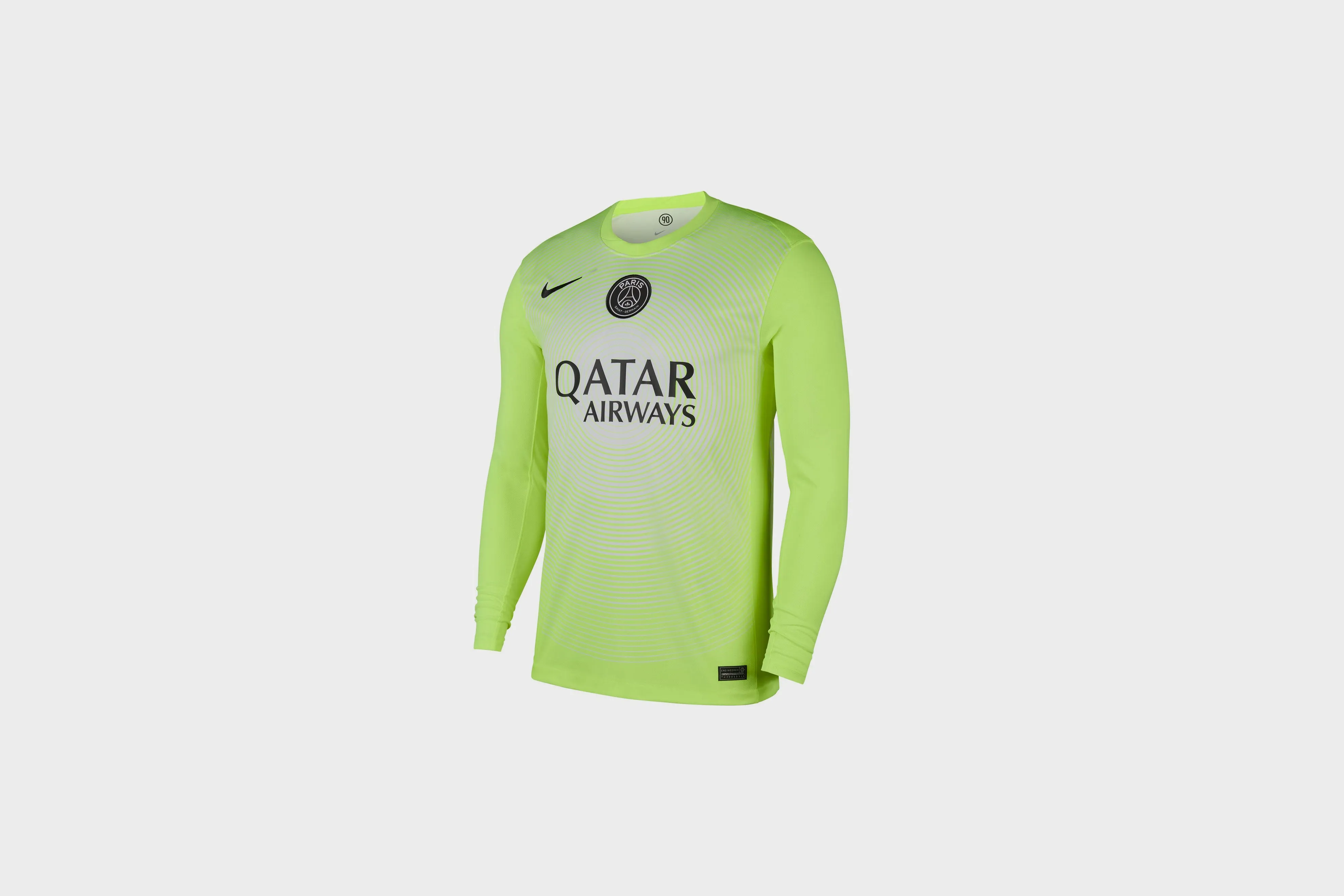Nike Dri-FIT Total 90 Paris Saint-Germain 2025/26 Stadium Goalkeeper Third Jersey (Volt/White/Black) HighElasticity