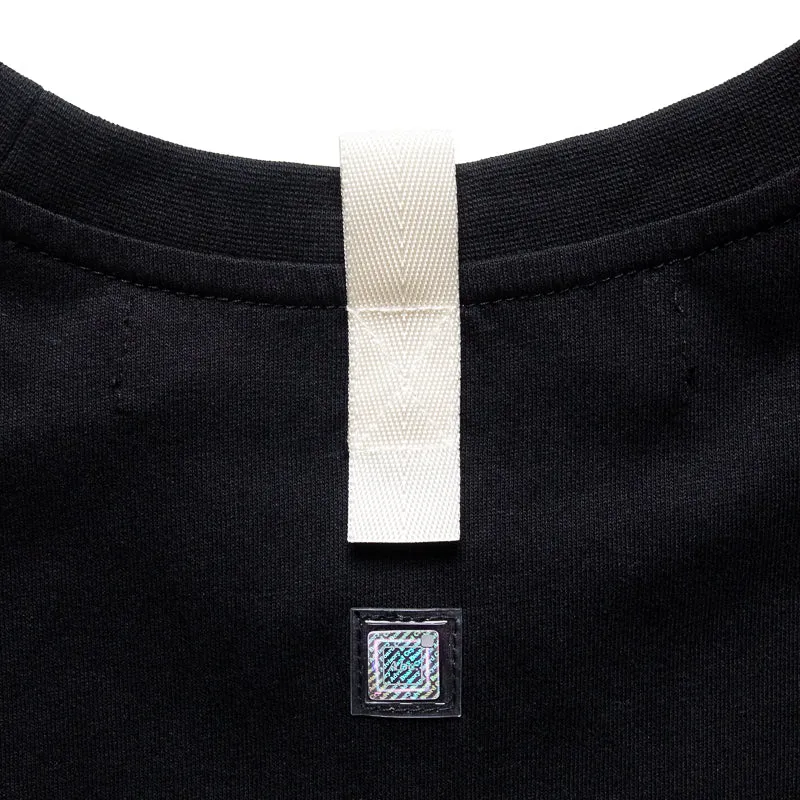 Quilted Pattern Ruffled Advisory Board Crystals Conspiracy Tee - Black