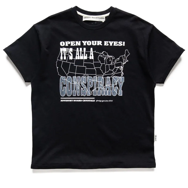 Zip Closure Advisory Board Crystals Conspiracy Tee - Black