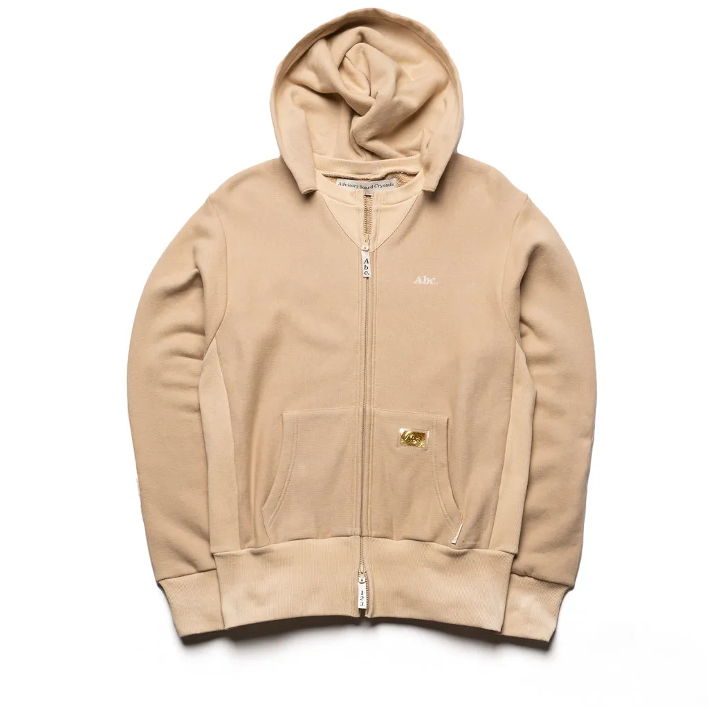 Lightweight Construction Zippered Closure Advisory Board Crystals Hooded Jacket - Ecru