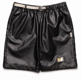 Evening Wear Advisory Board Crystals Faux Leather Shorts - Black