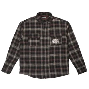 Winter Comfort Bold Print PASS~PORT 4 Flowers Flannel Vineyard L/S Shirt - Black