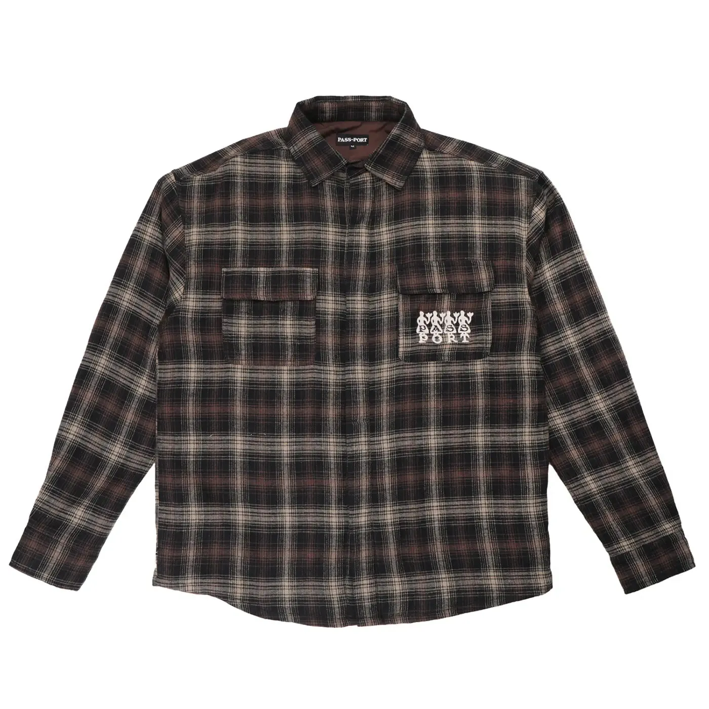 Winter Comfort Bold Print PASS~PORT 4 Flowers Flannel Vineyard L/S Shirt - Black