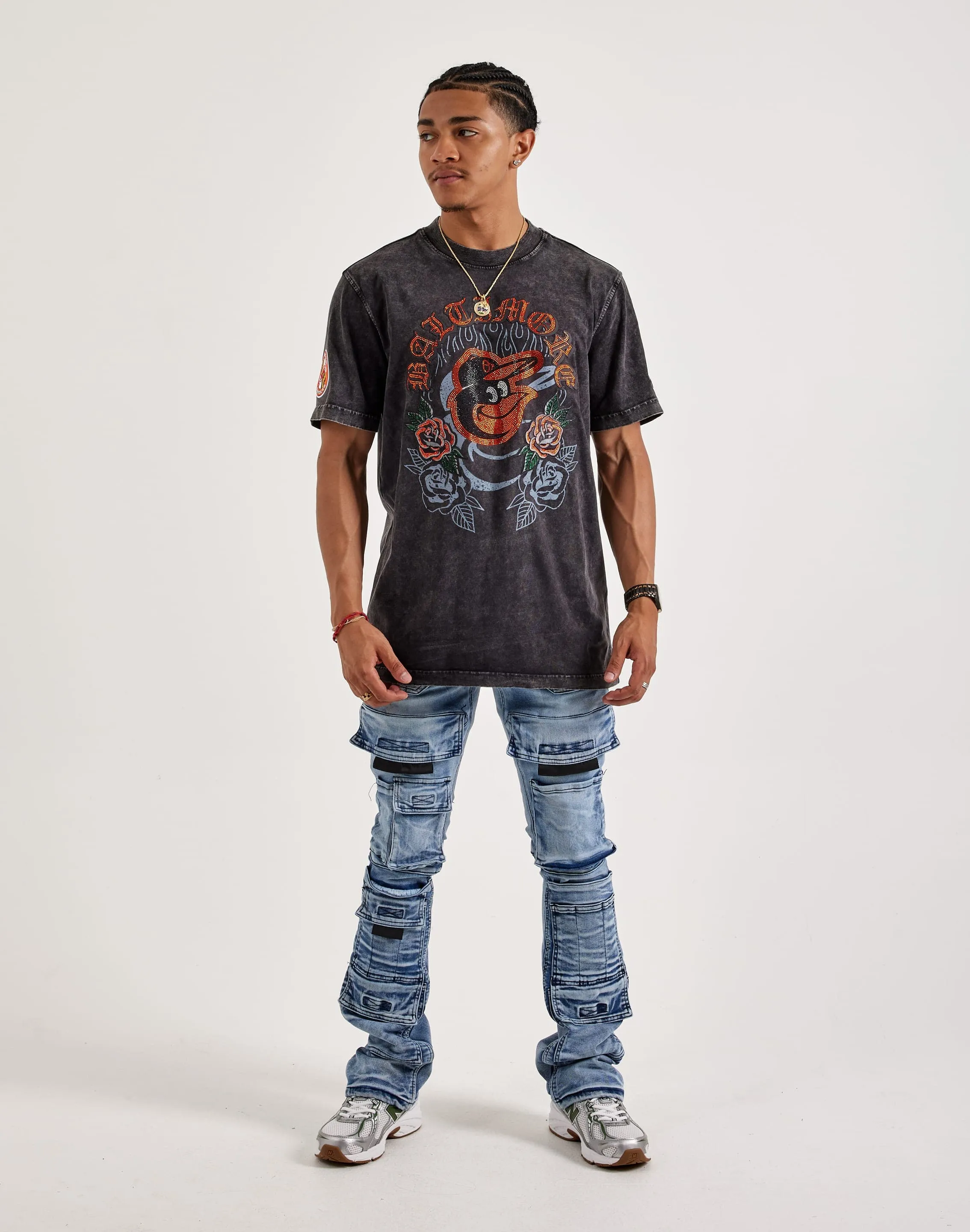 SoftenedEdges NonIrritating Pro Standard MLB Baltimore Orioles Rhinestone Tee