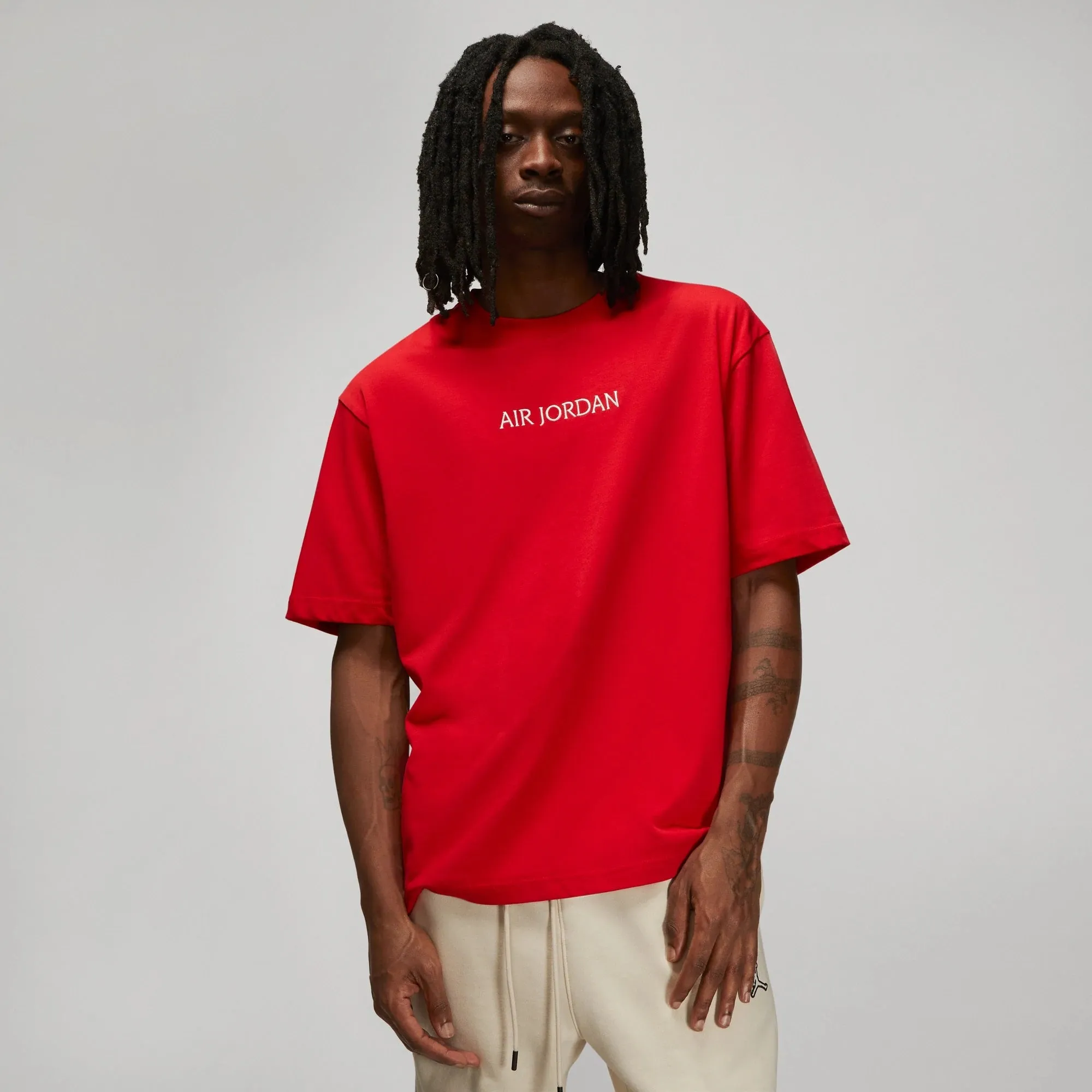 MultiPocket System ShapeRetentionCloth AIR JORDAN WORDMARK SS TEE - FIRE RED