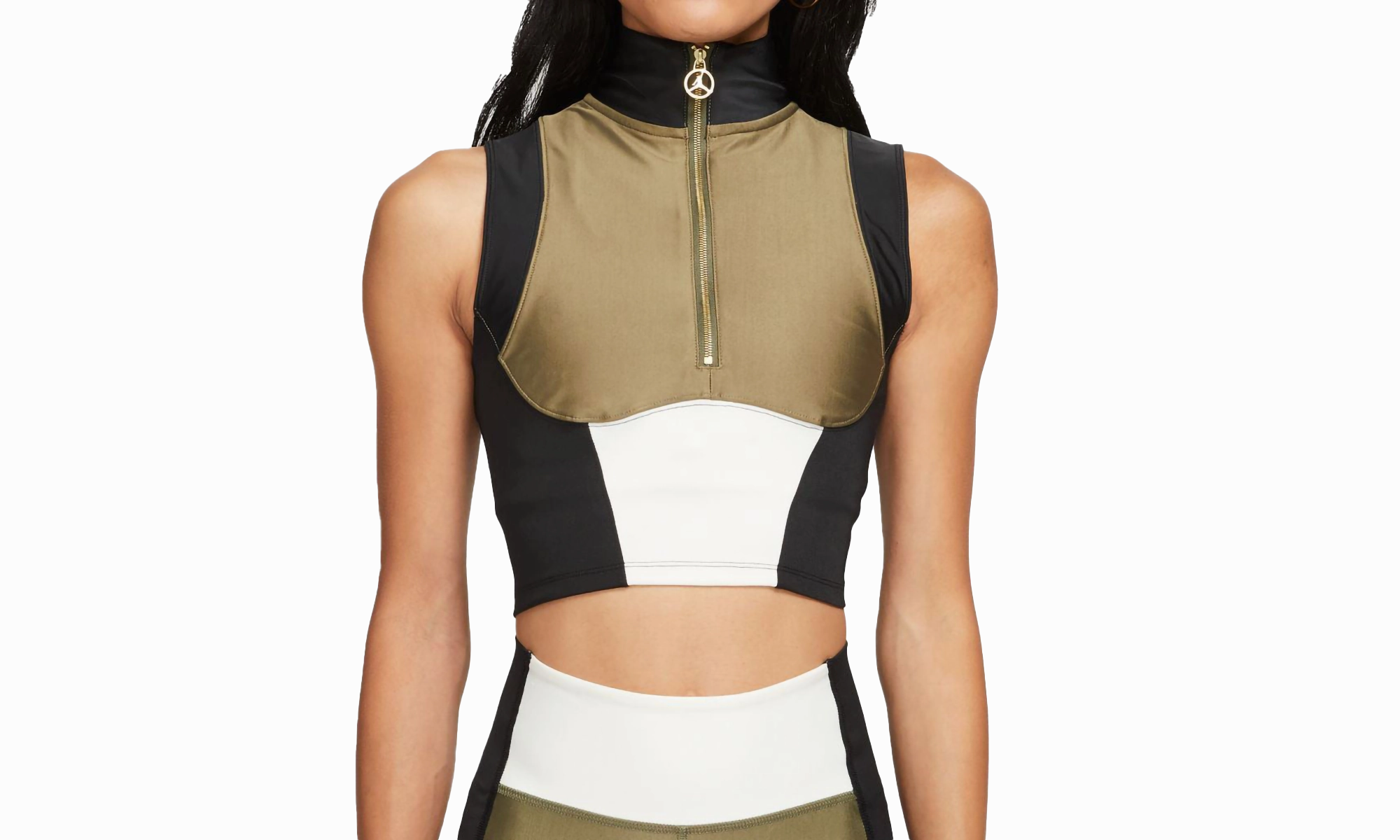 Dream Feel Spirit Glow Air Jordan x Aleali May Women's Crop Tank Medium "Olive"