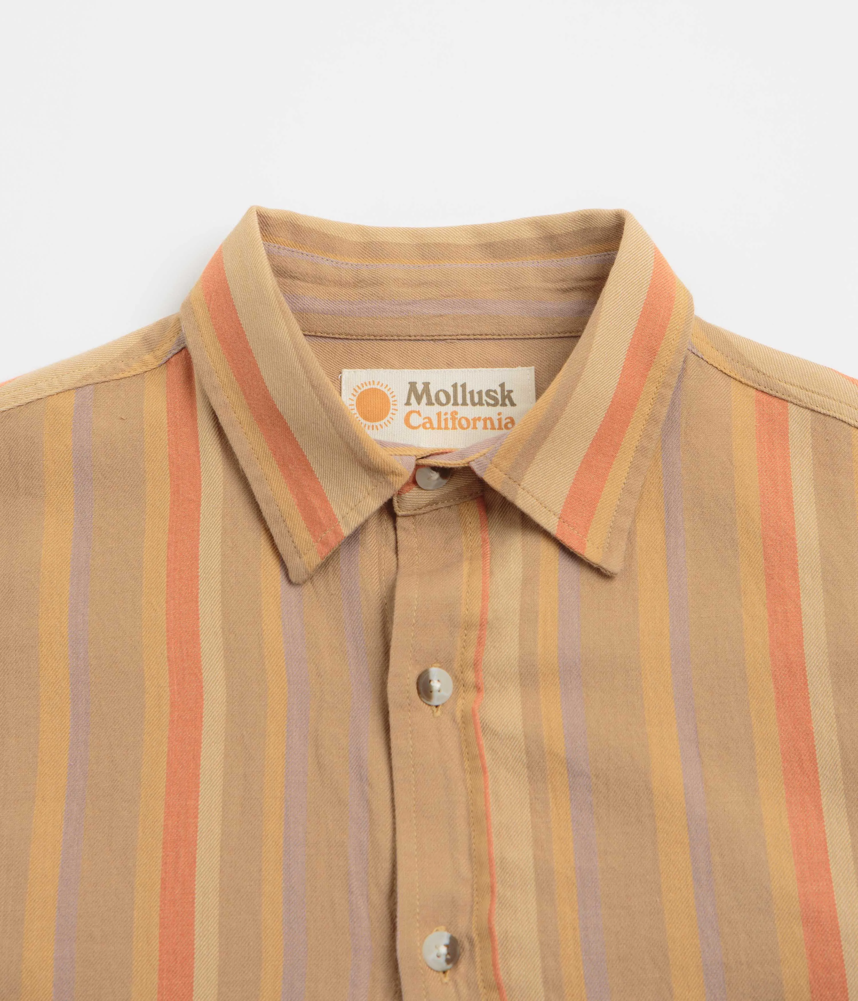 Mollusk Summer Shirt - Clay Stripe Fitted Design Bamboo Fiber Blend