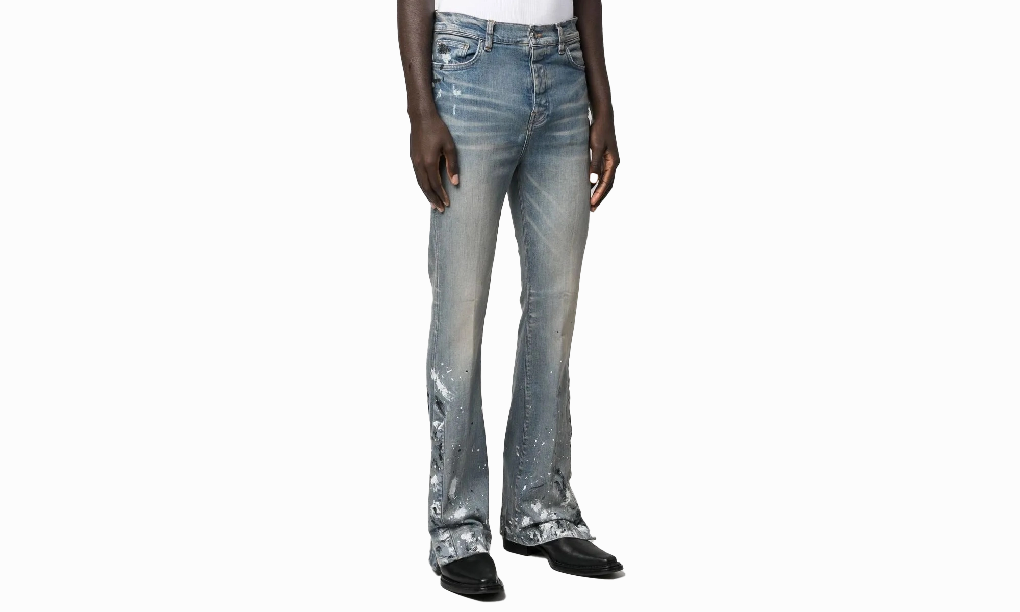 Paint Splatter Flare Jeans "Indigo" Low Maintenance Youth Style Office Wear