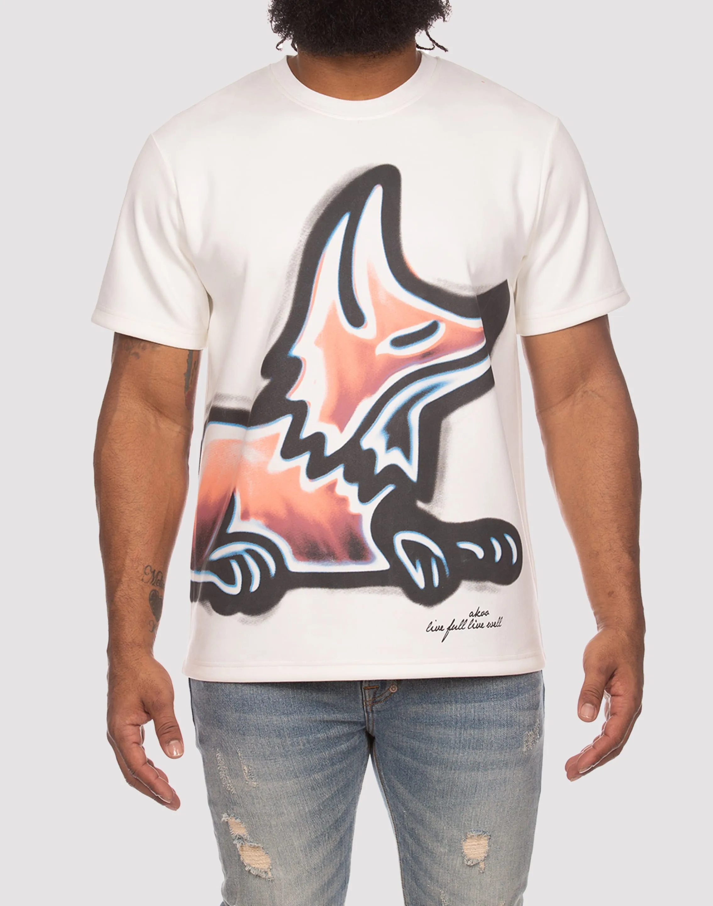 TactileStitching Akoo Brush Snobby White Tee