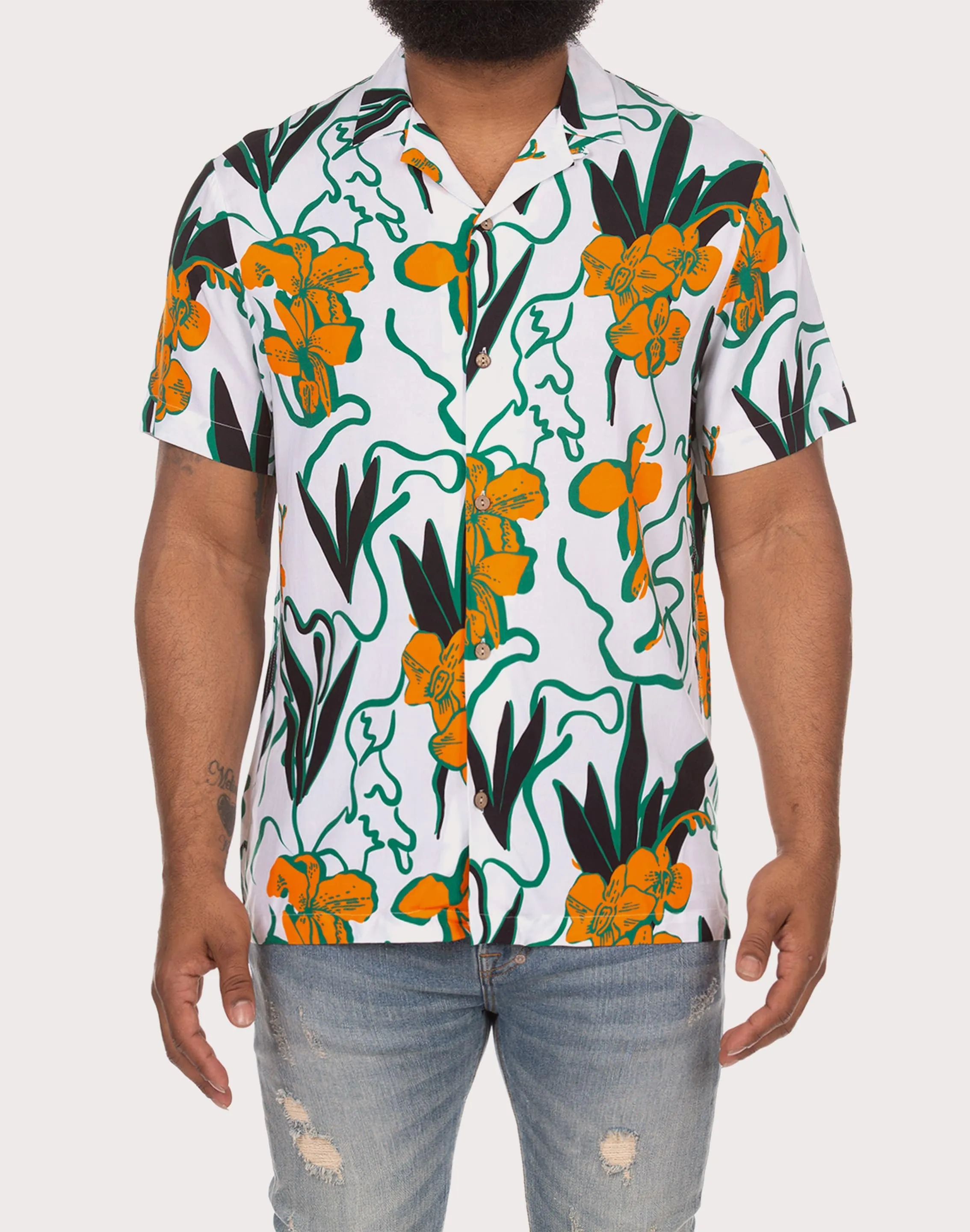 Akoo Camp Collar Button Down Shirt Travel Proof DurableStitching