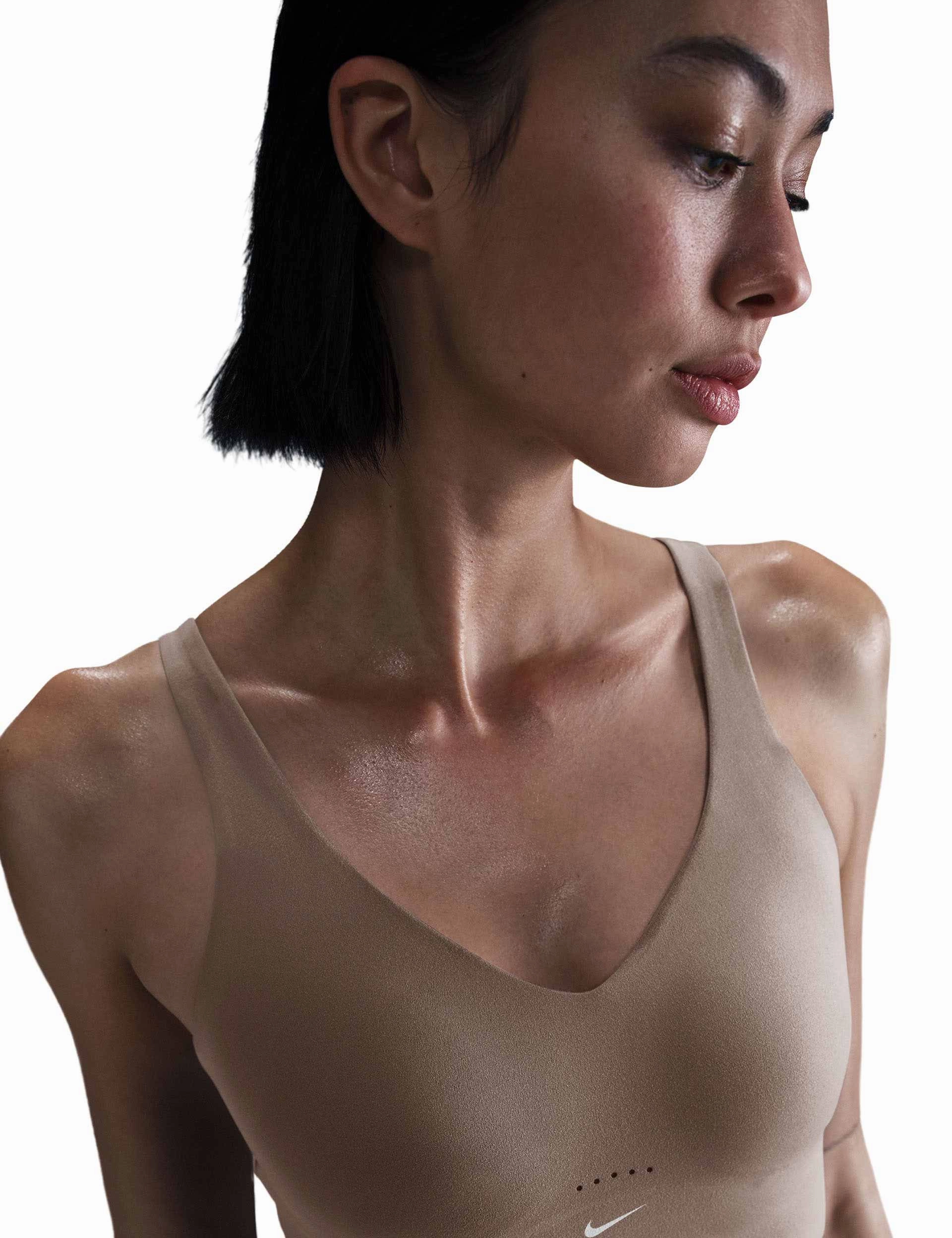 Alate Medium Support Longline Sports Bra - Mink Brown/White Tall size seams