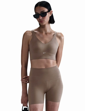 Alate Medium Support Longline Sports Bra - Mink Brown/White Maternity individual sports