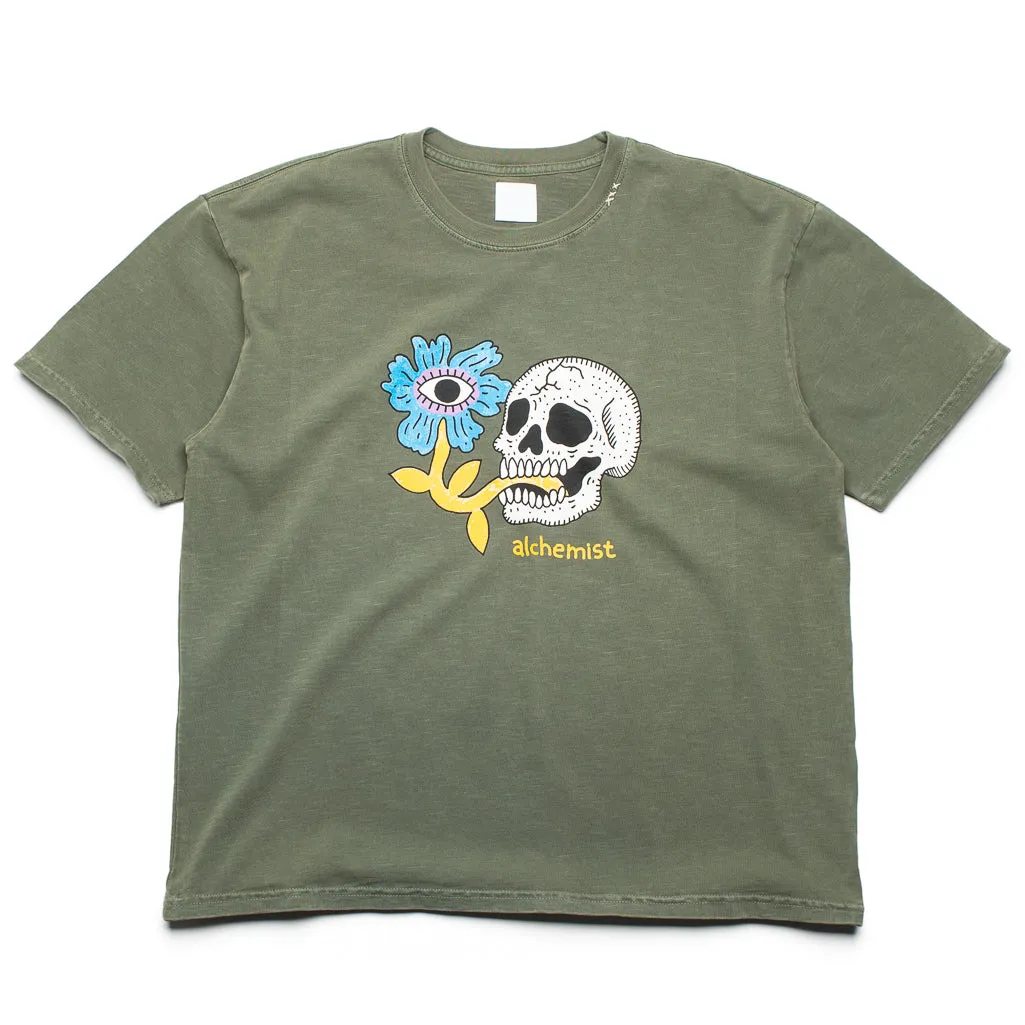 Arctic region tent venue Alchemist Floral Skull Tee - Defender Green