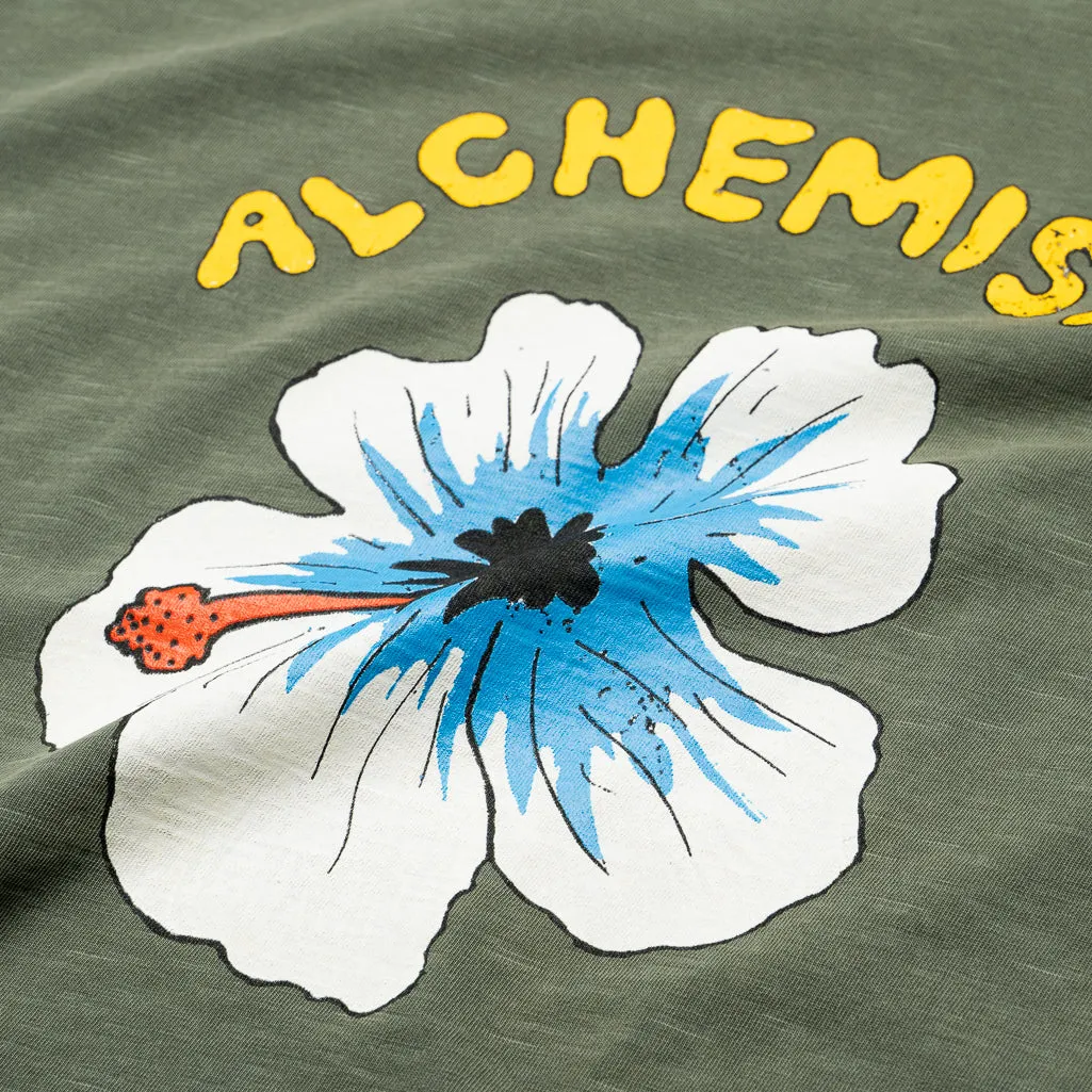 hospital Alchemist Floral Skull Tee - Defender Green