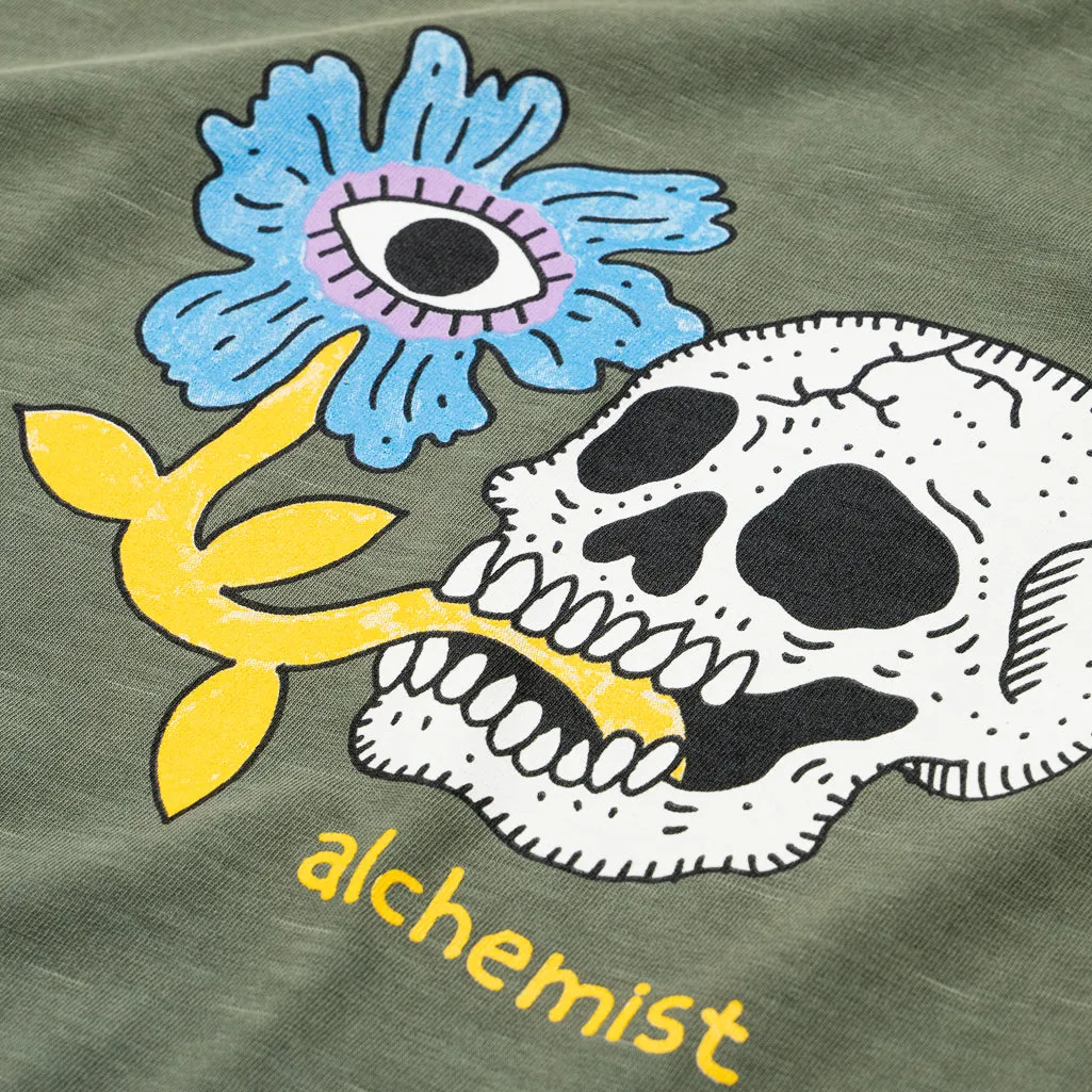 Alchemist Floral Skull Tee - Defender Green Anti Pilling Finish