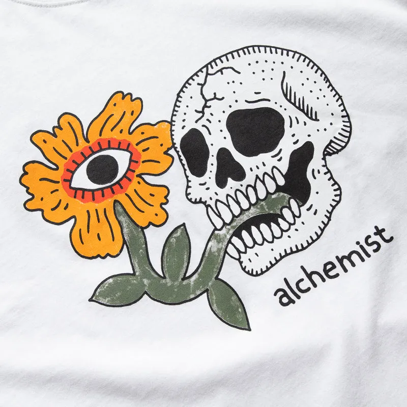 Alchemist Floral Skull Tee - White hemmed hem Interview