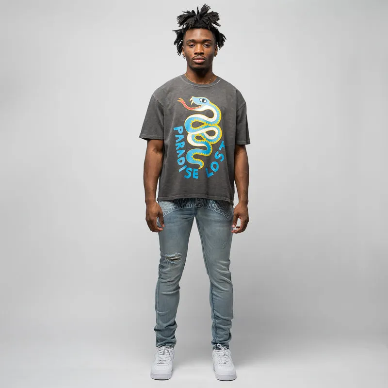 short hem Alchemist Paradise Snake Tee - Jet Black