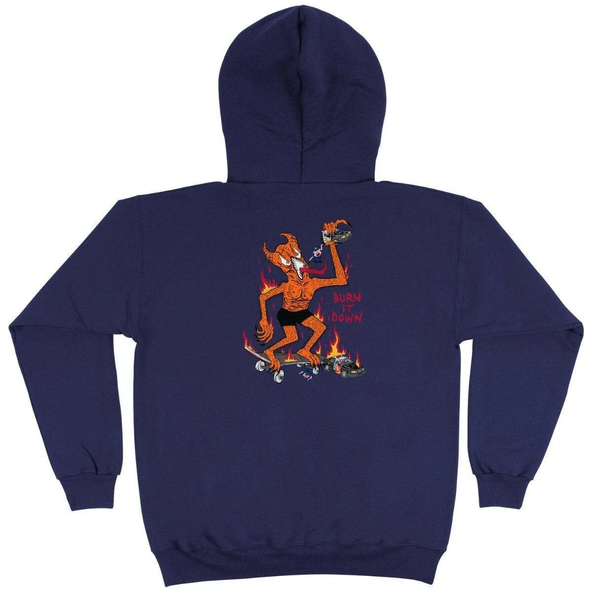 Thrasher - Burn It Down Hoodie Navy Home Office Attire Pre Shrunk Cotton