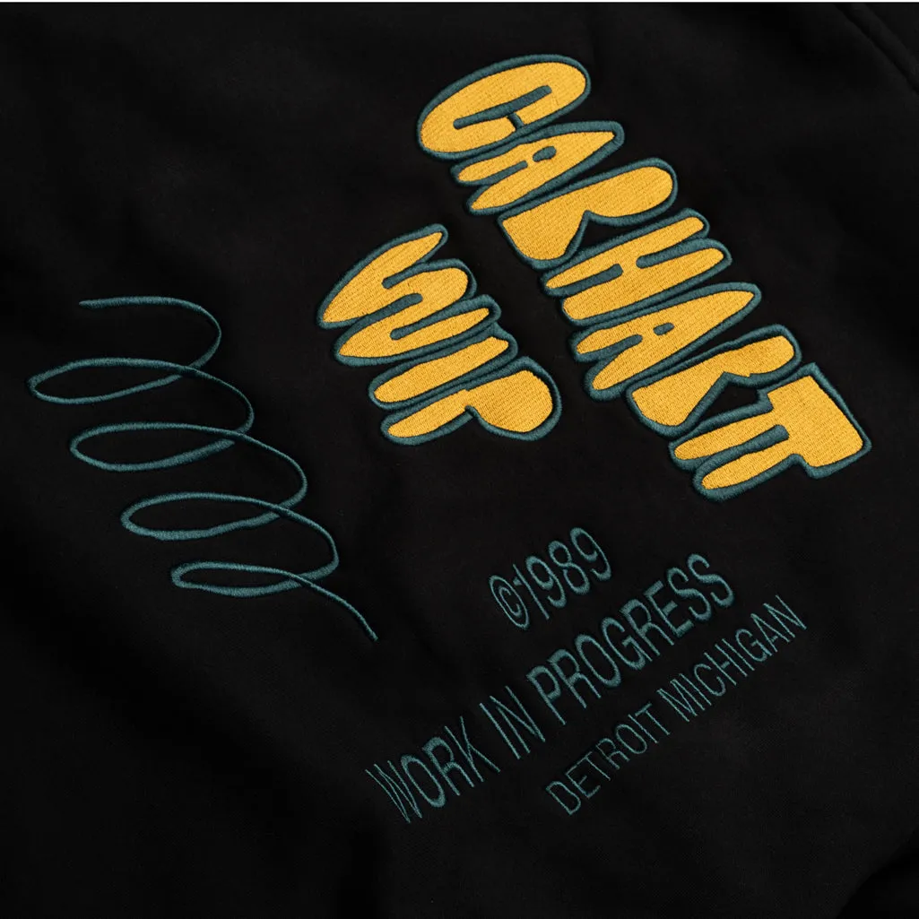 Carhartt WIP Hooded Signature Sweatshirt - Black Springbok like Movie going wear