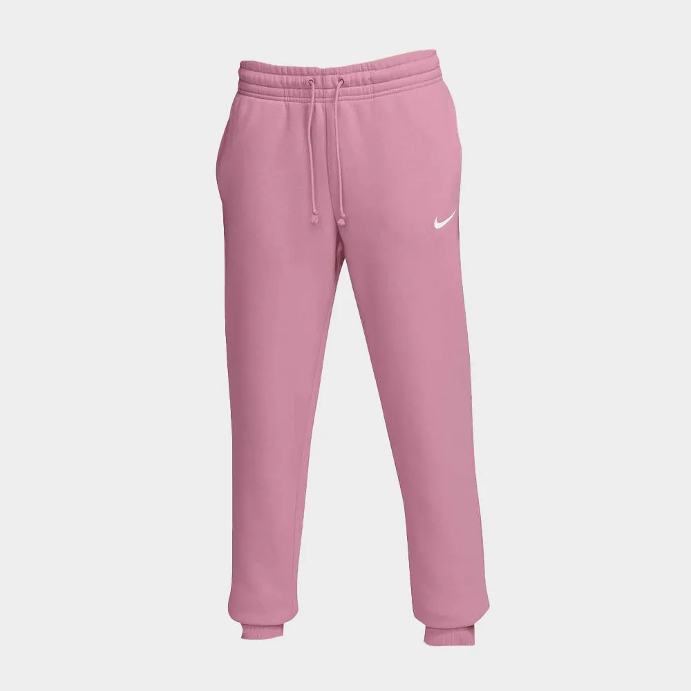 Nike Womens Phoenix Fleece Mid Rise Tracksuit Pants Pink Lake Mood