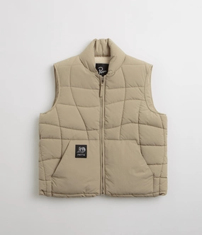 by Parra Waved Alien Puffer Vest - Tan Zipper Closure Elastic Cuff Mechanism