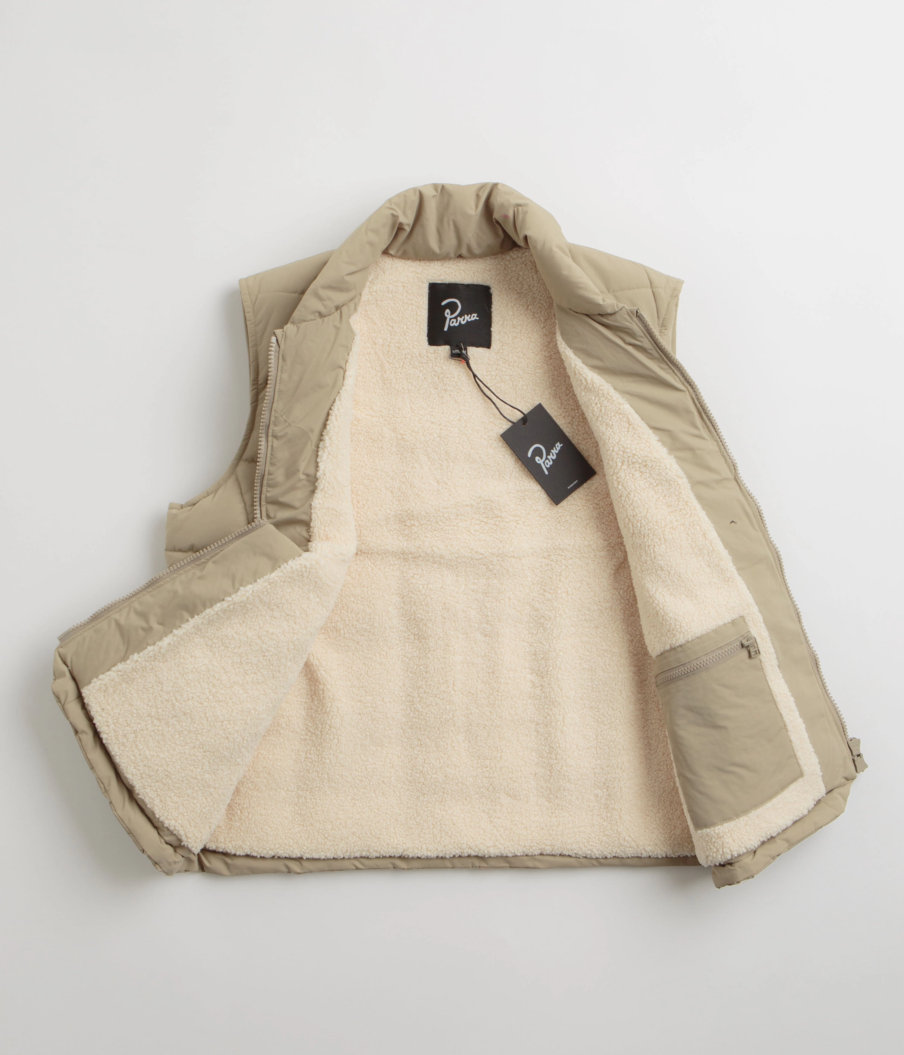 by Parra Waved Alien Puffer Vest - Tan Reinforced Hem