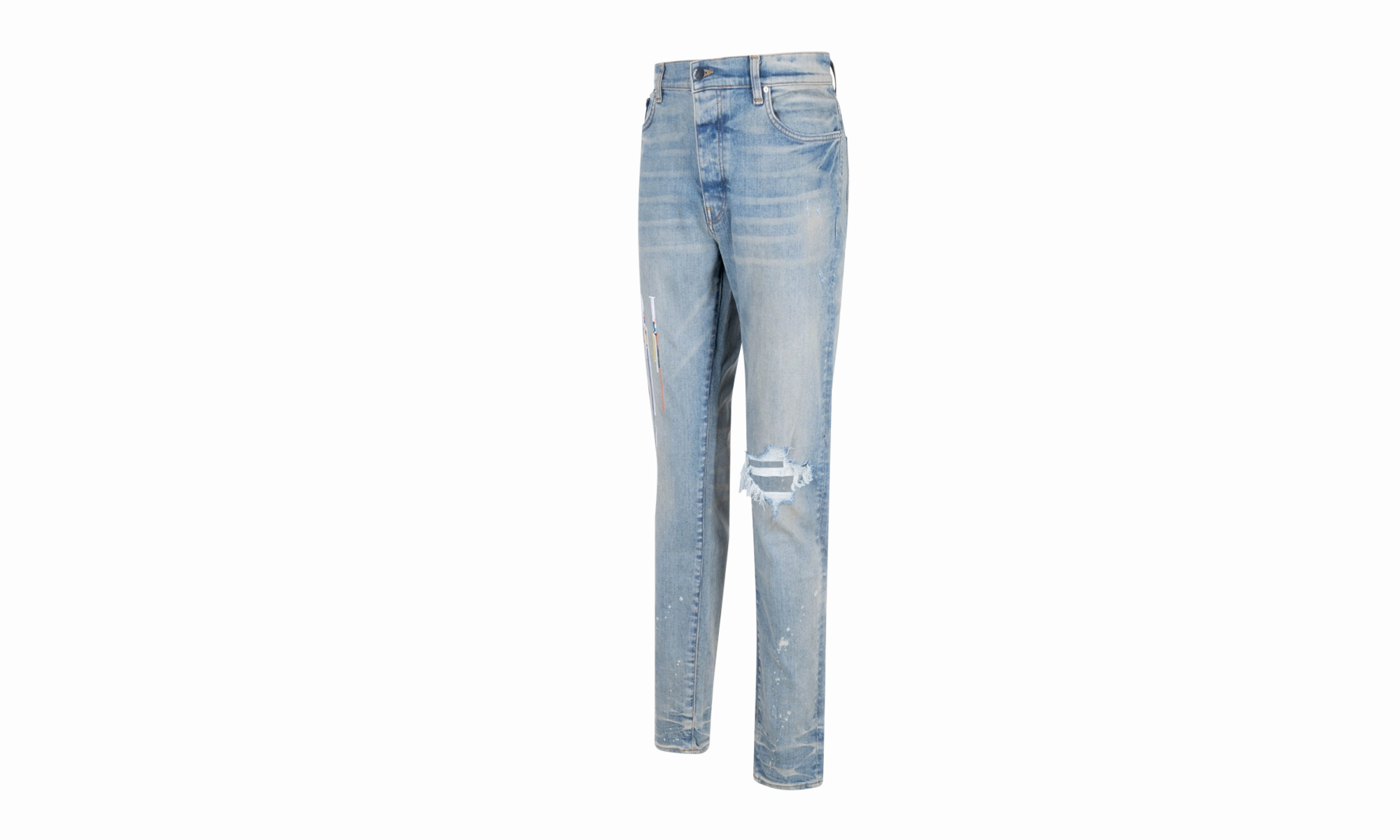 Party Look Classic Wear PAINT DRIP LOGO Straight-Fit Jeans "Clay Indigo"