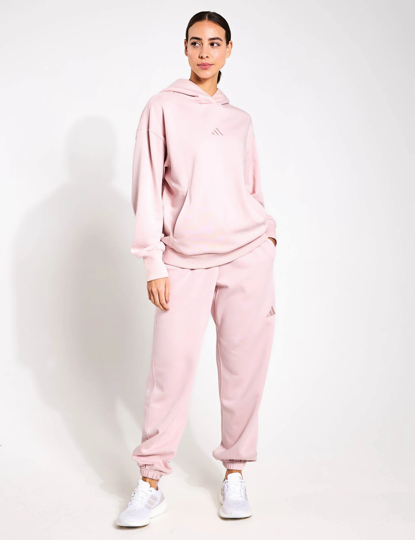 Laser Cut Ventilation GussetedCrotch ALL SZN Fleece Loose Joggers - Sandy Pink