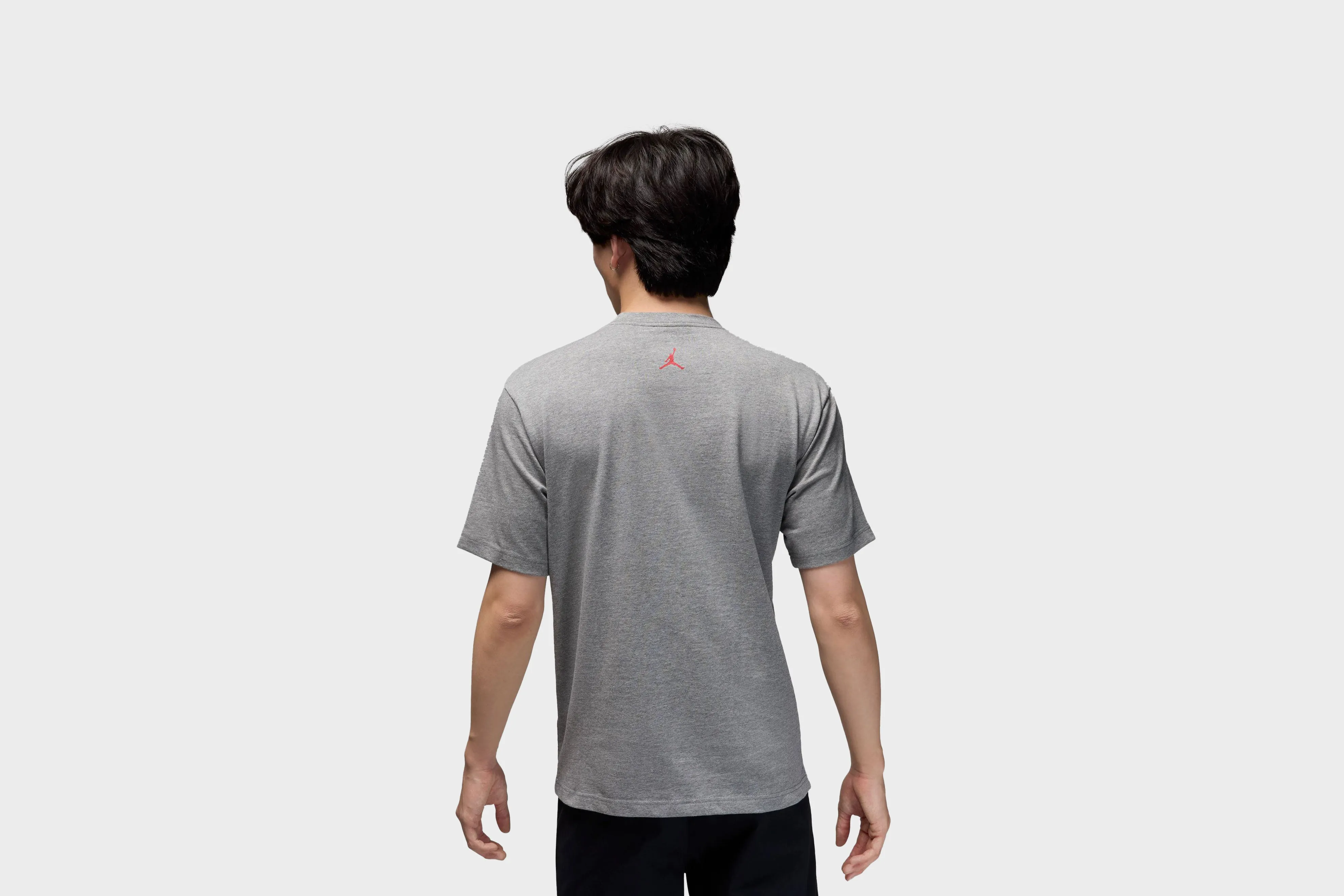 Windproof Fabric Jordan Brand Sneaker Patch T-Shirt (Carbon Heather/Varsity Red)