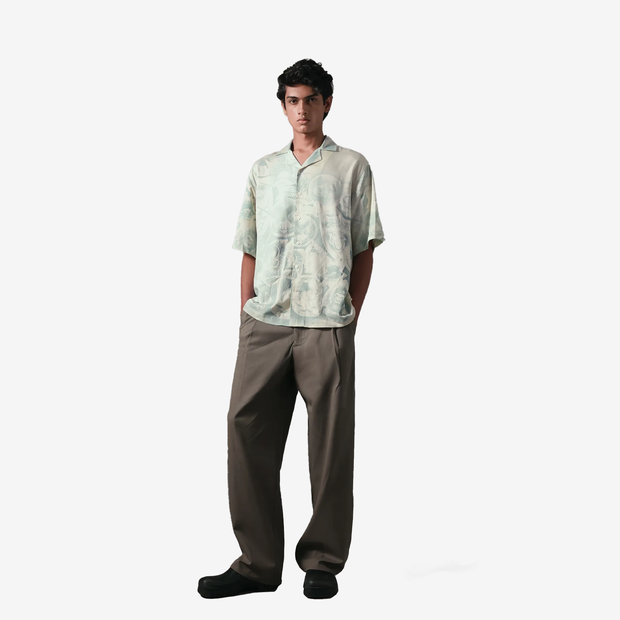 ALMOST GODS | AEGIS RELAXED SHIRT { BLUE Seamless construction Plane Mood
